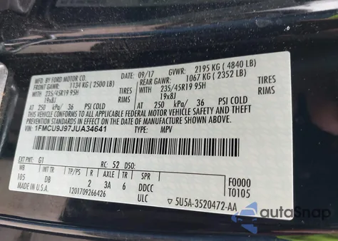 2018 Ford Escape Titanium из США, поврежденный, VIN 1FMCU9J97JUA34641